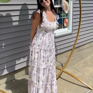 Show Me Your MuMu Blush Floral Ruffle-Tier Maxi Dress 🦋 baby shower bridal